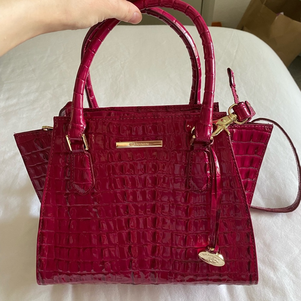 BRAHMIN pink bag with long shoulder strap